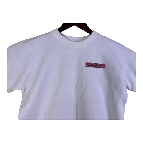 The Elder Statesman Sweatshirt Long Sleeve Fleece Crewneck XXS White W/ Sardinia - Picture 3 of 12